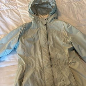 Light blue Columbia jacket waterproof
